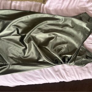 Inspired Hearts Satin Slip Dress in Olive